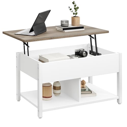 Willonin Couchtisch – klappbare Tischplatte – Aufbewahrung mit 2 Ebenen – verstecktes Fach – mit verstecktem Fach und Aufbewahrungsregal für Wohnzimmer, Büro, Weiß + Holz Willonin Couchtisch – klappbare Tischplatte – Aufbewahrung mit 2 Ebenen – verstecktes Fach – mit verstecktem Fach und Aufbewahrungsregal für Wohnzimmer, Büro, Weiß + Holz von Willonin