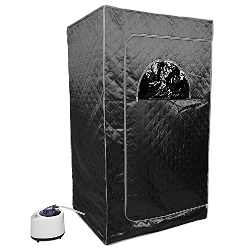 Willonin Dampfsauna, Whirlpool-Zelt, Infrarot mit 4 Heizplatten, tragbare Sauna Box (Europäische Norm) (100 x 80 x 170 cm, schwarz) von Willonin