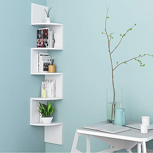 Willonin Eck-Wandregal Zickzack – Modernes Design – Wandregal, Eckregal, dekoratives Regal – 20 x 20 x 120 cm – Weiß von Willonin