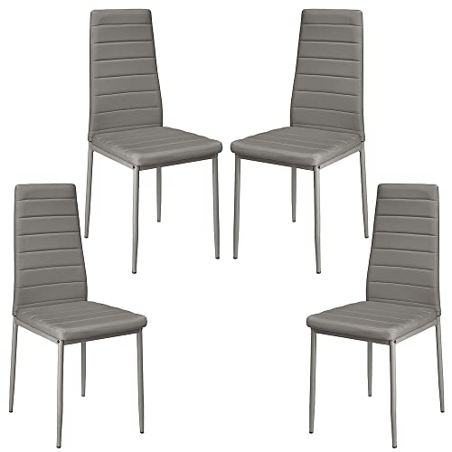 Willonin Esszimmerstühle, Set mit 2/4/6 Esszimmerstühlen, moderner Küchenstuhl, dicker gepolsterter Sitz, hohe Rückenlehne (4, grau) von Willonin
