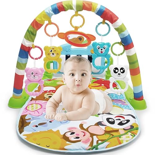 Willonin Fitnessmatte 4-in-1 für Klavier und Musik für Babys, Aktivitäts- und Spielmatte im Dschungel, Spielbogen (inkl. Klavier), Grün von Willonin