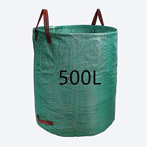 Willonin Garten-Müllsack, PE-Blattsack mit Griff, 1er-Set grün | Doppelboden mit großer Kapazität, anti-ultraviolett und Wasserdicht (500L) von Willonin