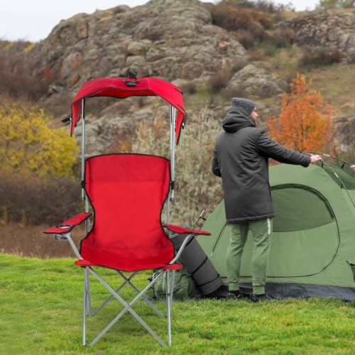 Willonin Klappstühle zum Angeln – faltbarer Sitz, tragbar, leicht, Campingstuhl – Angeln – Regisseure – mit Getränkehalter und Tasche, 50 x 50 x 90/120 cm, 2 Stück, rot von Willonin