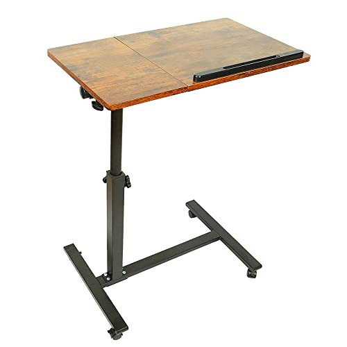 Willonin Laptop-Schreibtisch,Beistelltisch, klappbar, tragbar, klappbarer Tisch für Laptop, höhenverstellbarer Tisch für Schlafzimmer, Wohnzimmer, 60 * 34.5 * 58/90cm (Kirsche Gelb) von Willonin