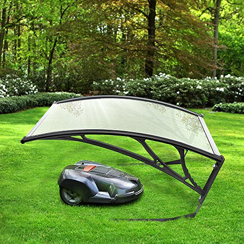 Willonin Mähroboter Garagendach, Mähroboter Carport, Polycarbonat regenfest, Sonnenschutz, Vordach, Haustürvordach 100*78*50cm (transparent) von Willonin