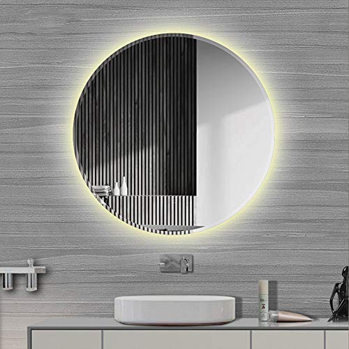 Willonin Runder LED Bad Spiegel, Badezimmerspiegel mit Beleuchtung, LED beleuchtet warmweißem Licht, Badezimmerspiegel Rund mit ANTIBESCHLAG (60 * 60 cm) von Willonin