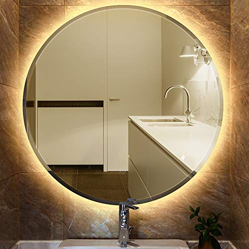 Willonin Runder LED Bad Spiegel, Badezimmerspiegel mit Beleuchtung, LED beleuchtet warmweißem Licht, Badezimmerspiegel Rund mit ANTIBESCHLAG (70 * 70cm) von Willonin