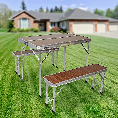 Willonin Set Klapptisch Koffer mit 2 Bänken, tragbar, Aluminium | 90 x 60 x 70 cm | Braun Willonin Set Klapptisch Koffer mit 2 Bänken, tragbar, Aluminium | 90 x 60 x 70 cm | Braun von Willonin