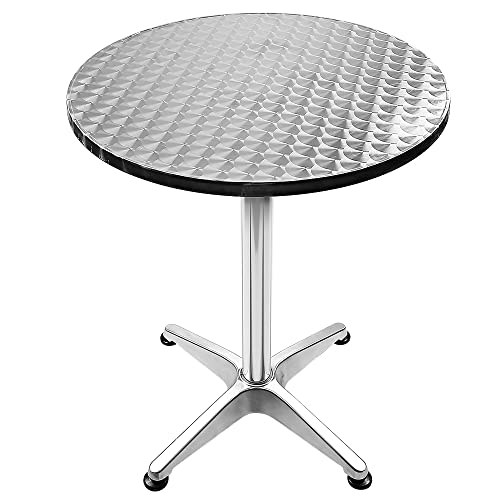 Willonin Stehtisch auf Fuß, klappbar, 60 x 60 x 70/110 cm, höhenverstellbar, aus Aluminium, Stehtisch, Möbel, Terrasse, Garten, Wohnzimmer, Küche, Bistro, Brauerei (rund) von Willonin