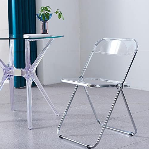 Willonin Transparenter Stuhl Acryl Rückenlehne Klappstuhl 46 * 46 * 75cm, Leicht zu Tragen, Kann im Casual Dining Office Verwendet Werden (Weiß) von Willonin