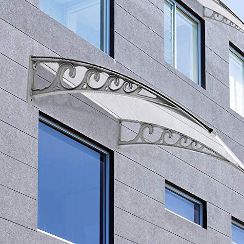 Willonin Vordach, Pultbogenvordach, Transparent Polycarbonat und Aluminium Rahmen- Haustürüberdachung Haustürvordach (100 x 100 cm) von Willonin