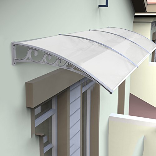 Willonin Vordach, Pultbogenvordach, Transparent Polycarbonat und Aluminium Rahmen- Haustürüberdachung Haustürvordach (100x200CM) von Willonin