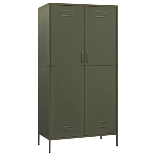 Willood Kleiderschrank Olivgrün 90x50x180 cm Stahl Geeignet für Schlafzimmer, Wohnzimmer, etc Große Fächer mit verstellbaren Regalen und Kleiderbügeln Willood Kleiderschrank Olivgrün 90x50x180 cm Stahl Geeignet für Schlafzimmer, Wohnzimmer, etc Große Fächer mit verstellbaren Regalen und Kleiderbügeln von Willood