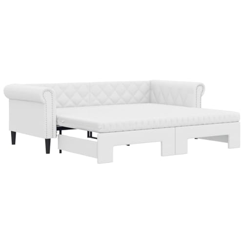 Willood 2-in-1-Sofas Schlafsofas Wohnzimmersofas Gästebetten Kunstleder-Sofas Weiß 90 x 200 cm mit Bettkasten & Matratze Willood 2-in-1-Sofas Schlafsofas Wohnzimmersofas Gästebetten Kunstleder-Sofas Weiß 90 x 200 cm mit Bettkasten & Matratze von Willood