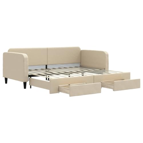 Willood,Ausziehbares Bettgestell,2-in-1-Schlafsofa, Tagesbett, Gästebett,Creme,90 x 200 cm,mit Bettkasten & Schublade Willood,Ausziehbares Bettgestell,2-in-1-Schlafsofa, Tagesbett, Gästebett,Creme,90 x 200 cm,mit Bettkasten & Schublade von Willood