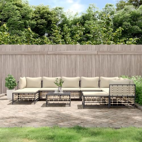 Willood 10-TLG. Garten-Lounge-Set mit Kissen Anthrazit Poly Rattan Beige10-TLG.3029512de von Willood