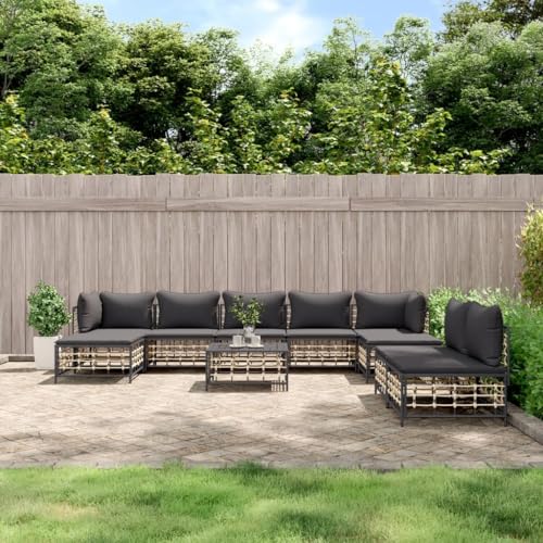 Willood 10-TLG. Garten-Lounge-Set mit Kissen Anthrazit Poly Rattan Dunkelgrau10-TLG.3029510de von Willood