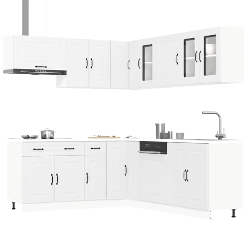 Willood 11 TLG. Küchenschrank Kleiderschrank Schuhschrank Set Kalmar Weiß Holzwerkstoff -Stil 3 von Willood