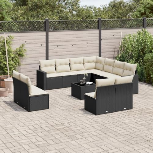 Willood 12 TLG. Garten Sofagarnitur mit Kissen Gartenmöbel Lounge Set Outdoor Loungemöbel Sitzgruppe Essgruppe Garnitu Schwarz und weiß Poly Rattan Willood 12 TLG. Garten Sofagarnitur mit Kissen Gartenmöbel Lounge Set Outdoor Loungemöbel Sitzgruppe Essgruppe Garnitu Schwarz und weiß Poly Rattan von Willood