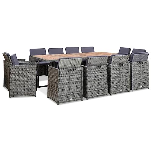 Willood 13-TLG. Garten-Essgruppe mit Kissen Poly Rattan Anthrazit Willood 13-TLG. Garten-Essgruppe mit Kissen Poly Rattan Anthrazit von Willood