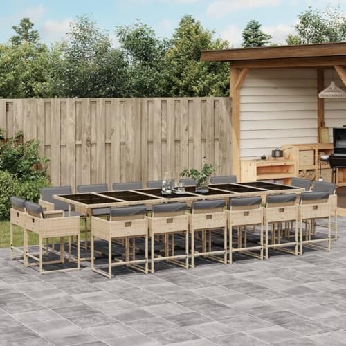 Willood 17 TLG. Garten Essgruppe mit Kissen Beigemischung Poly Rattan Langlebiges Material robust leicht und einfach zu reinigen Platzsparend faltbar Bequemes Sitzen Abnehmbar Willood 17 TLG. Garten Essgruppe mit Kissen Beigemischung Poly Rattan Langlebiges Material robust leicht und einfach zu reinigen Platzsparend faltbar Bequemes Sitzen Abnehmbar von Willood