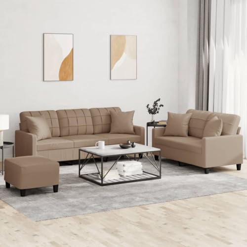 Willood 2 Sitzer + 3 Sitzer + Fußhocker Sofa mit Kissen Couch Loungesofa Sofagarnitur Kunstleder Cappuccino-Braun Willood 2 Sitzer + 3 Sitzer + Fußhocker Sofa mit Kissen Couch Loungesofa Sofagarnitur Kunstleder Cappuccino-Braun von Willood