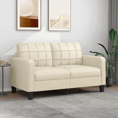 Willood 2-Sitzer-Sofa Couch für Wohnzimmer, Polstersofa mit Metallgestell, Loungesofa Zweisitzer Wohnzimmersofa Wohnzimmermöbel Creme 140 cm Kunstleder von Willood