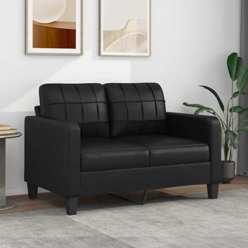 Willood 2-Sitzer-Sofa Couch für Wohnzimmer, Polstersofa mit Metallgestell, Loungesofa Zweisitzer Wohnzimmersofa Wohnzimmermöbel Schwarz 120 cm Kunstleder von Willood