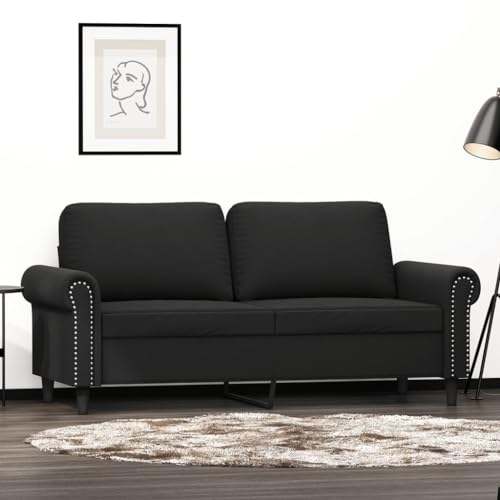 Willood 2-Sitzer-Sofa Loungesofa Couch mit Armlehnen Rückenkissen, Wohnzimmersofa Designsofa Metallgestell, Sitzmöbel Zweisitze,Multi-Sofa, Schwarz 140 cm Samt von Willood