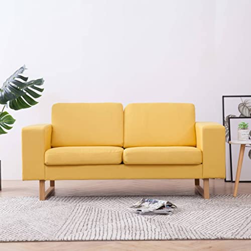 Willood 2-Sitzer-Sofa Sitzkissen Design Loungesofa Polstersofa Couch Lounge Stoffsofa Sitzmöbel Wohnzimmer Holzrahmen Stoff Gelb von Willood