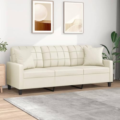 Willood 2 Sitzer Sofa mit Kissen Couch Loungesofa Sessel 180 cm Kunstleder Creme von Willood