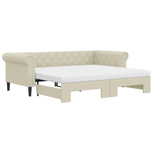 Willood 2-in-1-Sofas Schlafsofas Wohnzimmersofas Gästebetten Kunstleder-Sofas Creme 90 x 200 cm mit Bettkasten & Matratze Willood 2-in-1-Sofas Schlafsofas Wohnzimmersofas Gästebetten Kunstleder-Sofas Creme 90 x 200 cm mit Bettkasten & Matratze von Willood