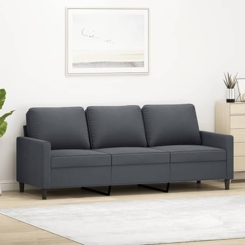 Willood 3-Sitzer-Sofa, Loungesofa Couch mit Armlehnen Rückenkissen, Wohnzimmersofa Designsofa Metallgestell, Sitzmöbel Dreisitzer, Dunkelgrau 180 cm Samt von Willood