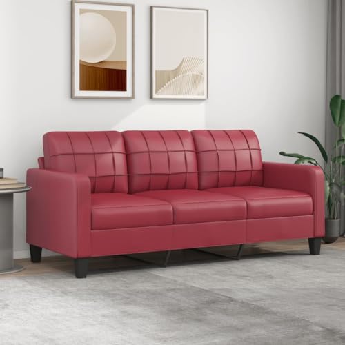 Willood 3-Sitzer-Sofa Couch für Wohnzimmer, Polstersofa mit Metallgestell, Loungesofa Zweisitzer Wohnzimmersofa Wohnzimmermöbel Weinrot 180 cm Kunstleder Willood 3-Sitzer-Sofa Couch für Wohnzimmer, Polstersofa mit Metallgestell, Loungesofa Zweisitzer Wohnzimmersofa Wohnzimmermöbel Weinrot 180 cm Kunstleder von Willood