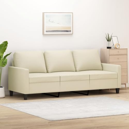Willood 3 Sitzer Sofa Modern Couch Gästesofa fürs Wohnzimmer Schlafzimmer Gästezimmer Creme 180 cm Kunstleder von Willood