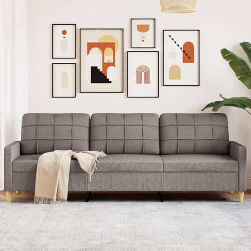 Willood 3-Sitzer-Sofa Taupe 210 cm Stoff Sofa mit Armlehnen und weichen Kissen, geeignet für Wohnzimmer, Holzbeinen von Willood