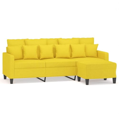 Willood 3-Sitzer-Sofa mit Hocker Hellgelb 180 cm Stoff,Geeignet für Schlafzimmer, Gästesofas, Sesselsofas von Willood