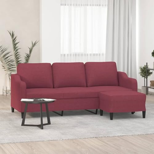 Willood 3-Sitzer-Sofa mit Hocker Weinrot 180 cm Stoff Loungesofa Lounge Sitzmöbel Wohnzimmer Sofas3201141 von Willood