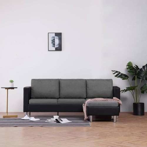 Willood 3-Sitzer-Sofa mit Kissen Schwarz Kunstleder Willood 3-Sitzer-Sofa mit Kissen Schwarz Kunstleder von Willood