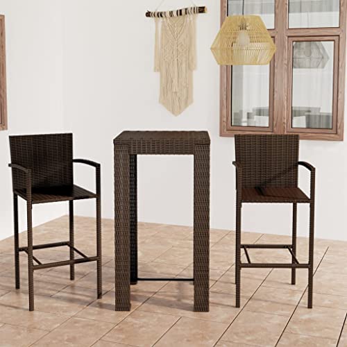 Willood 3-TLG. Garten-Bar-Set mit Armlehnen Poly Rattan Braun von Willood