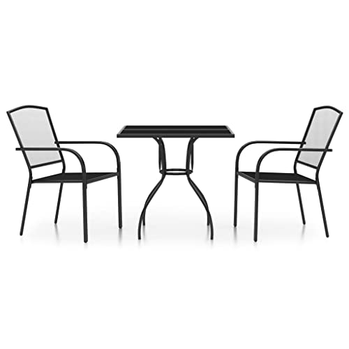 Willood 3 TLG. Garten Essgruppe Gartenmöbel Set Sitzgruppe für Garten Terrasse Anthrazit Stahl 80 cm Tischlänge von Willood