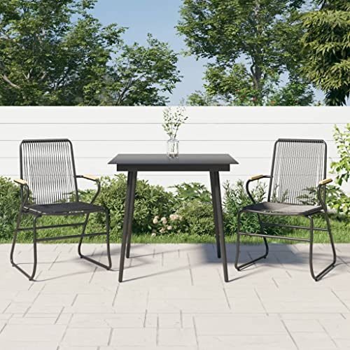 Willood 3-TLG. Garten-Essgruppe Schwarz PVC Rattan von Willood