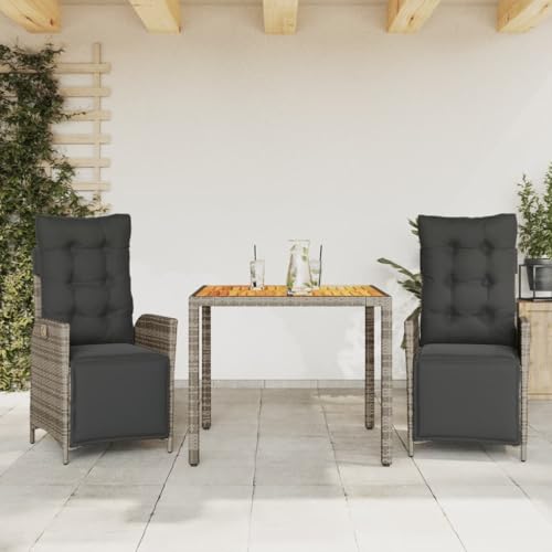 Willood 3-TLG. Garten-Essgruppe mit Kissen Grau Poly Rattan Gartenmöbel36 Willood 3-TLG. Garten-Essgruppe mit Kissen Grau Poly Rattan Gartenmöbel36 von Willood