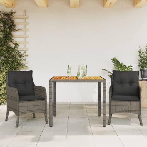 Willood 3 TLG. Garten Essgruppe mit Kissen Grau Poly Rattan Langlebiges Robustes Material pflegeleicht leicht einfach zu reinigen bequemer Sitz abnehmbar. Willood 3 TLG. Garten Essgruppe mit Kissen Grau Poly Rattan Langlebiges Robustes Material pflegeleicht leicht einfach zu reinigen bequemer Sitz abnehmbar. von Willood
