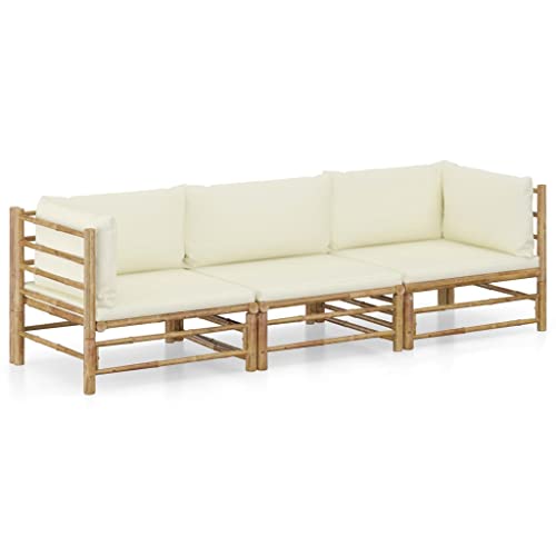 Willood 3-TLG. Garten-Lounge-Set mit Cremeweißen Kissen Bambus Gartenmöbel Garten Garnitur Sitzgruppe Sofa 2X Eckteil + Mittelteil Willood 3-TLG. Garten-Lounge-Set mit Cremeweißen Kissen Bambus Gartenmöbel Garten Garnitur Sitzgruppe Sofa 2X Eckteil + Mittelteil von Willood
