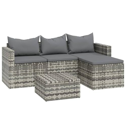 Willood 3-TLG. Garten-Lounge-Set mit Kissen Grau Poly Rattan von Willood