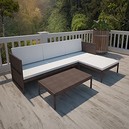 Willood 3-TLG. Sofagarnitur Garten-Lounge-Set mit Auflagen Poly Rattan Braun von Willood