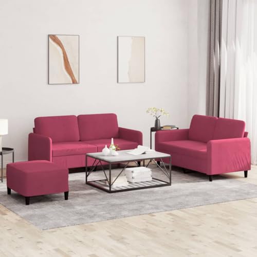 Willood 3-TLG. Sofagarnitur Weinrot Samt Loungesofa Lounge Sitzmöbel Wohnzimmer Sofas3201988 von Willood