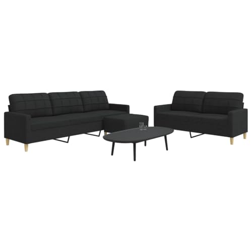 Willood 3-TLG. Sofagarnitur mit Fußhocker Schwarz Stoff Willood 3-TLG. Sofagarnitur mit Fußhocker Schwarz Stoff von Willood