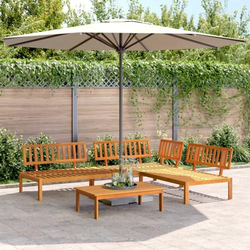 Willood 4tlg.Garten-SofaGarnituraus Paletten Massivholz Akazie Gartensofa aus Holzpaletten,LoungeSet Modular,Gartenbank Gartentisch Gartenmöbel Dunkelbraun Garnitur2 von Willood